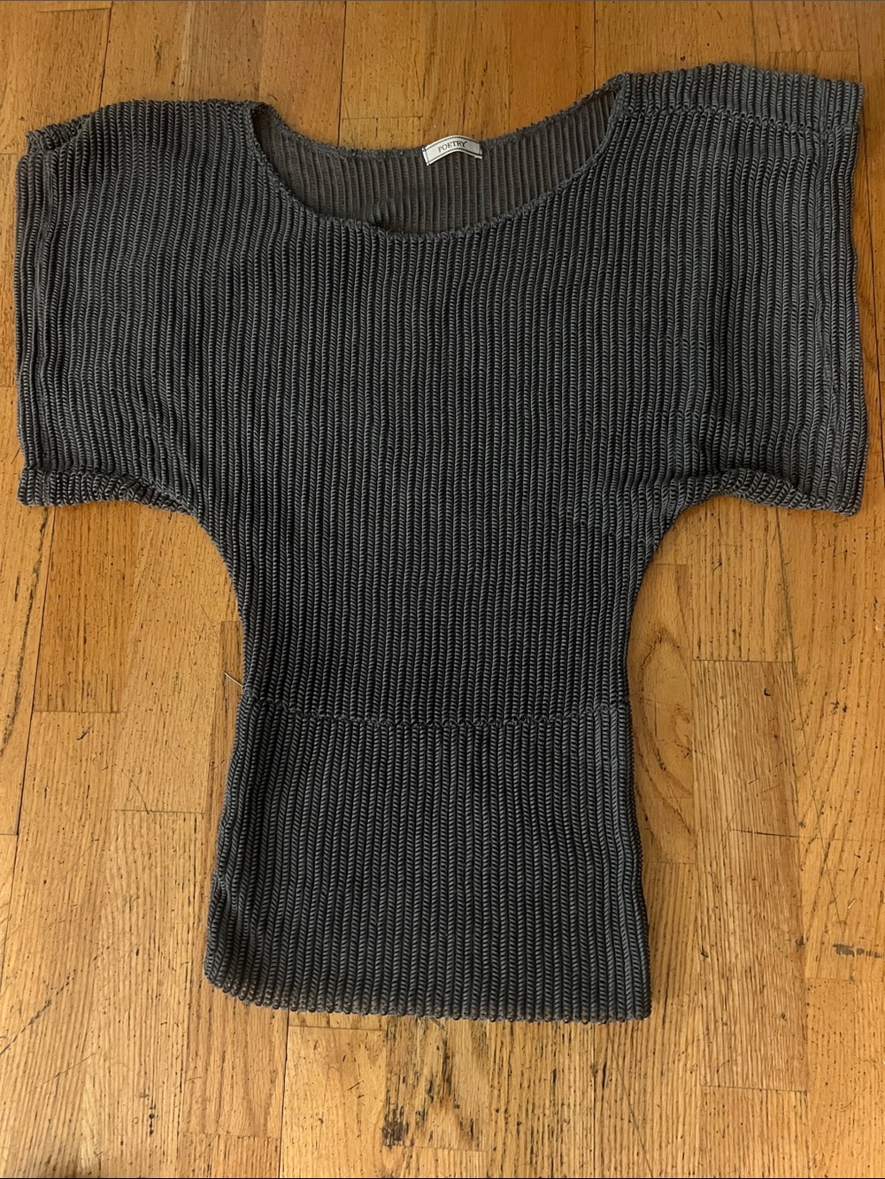 Poetry Charcoal Pleated Crop Top